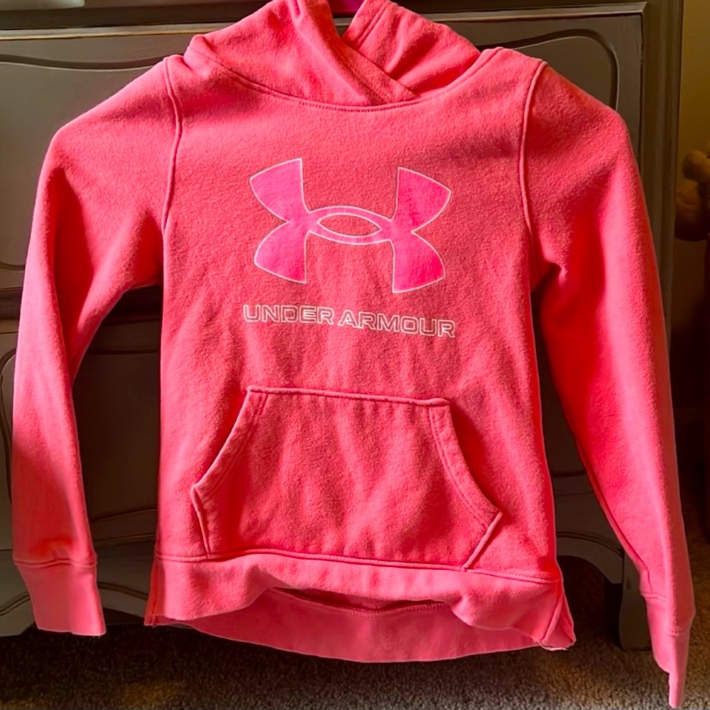 Under Armour Youth Hoodie Sweatshirt Pink Girls Size YXS (7)